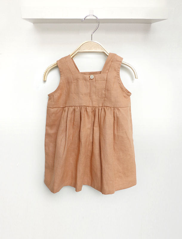 Amber Cotton Linen Sleeveless Baby Girl Dress