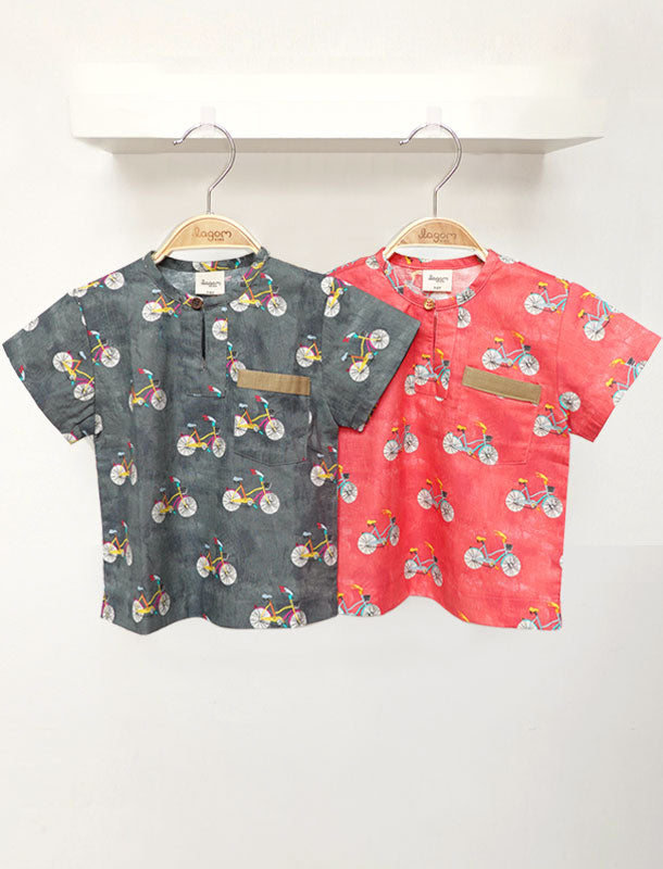 Bicycle Short Sleeves Boy Shirt