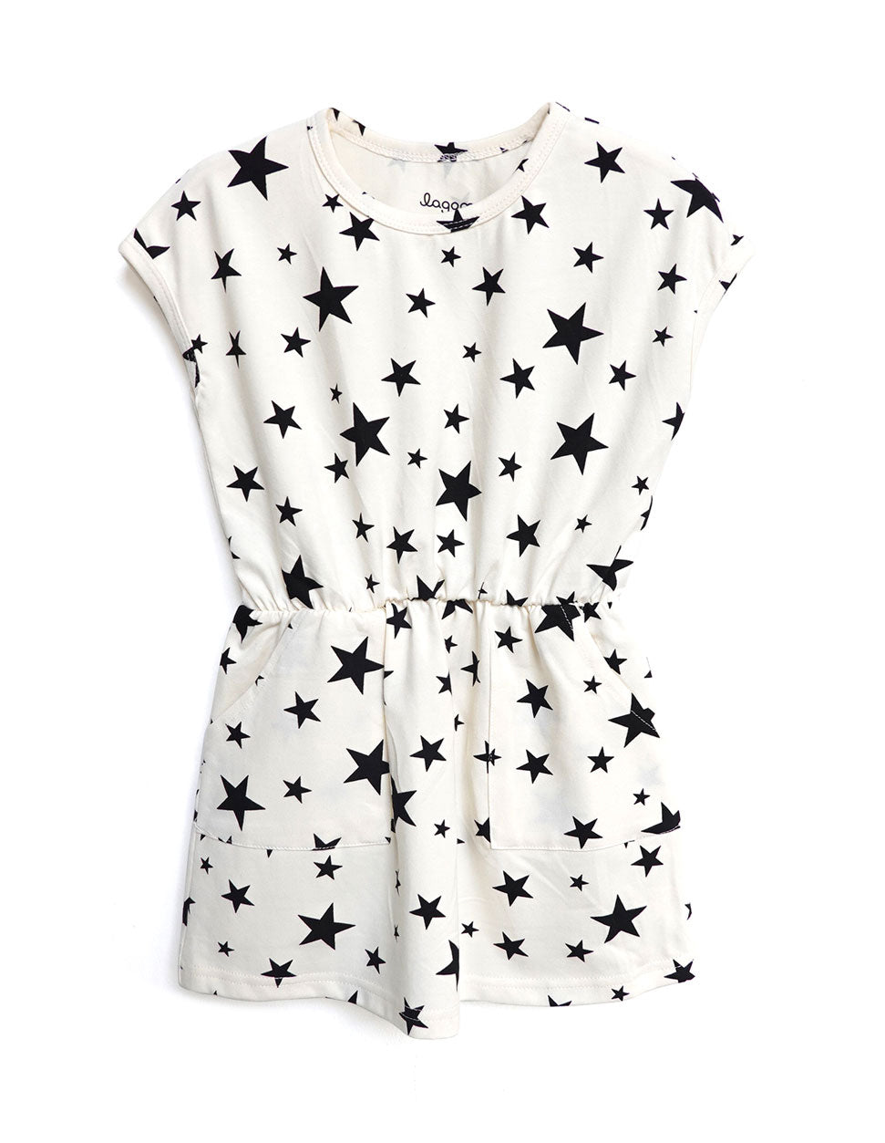 STARS Cap Sleeves Mid Gathered Girl Dress