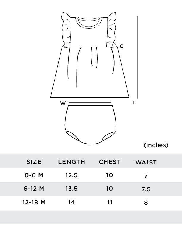 Cheerful Pineapple Frill Sleeves Baby Dress Set