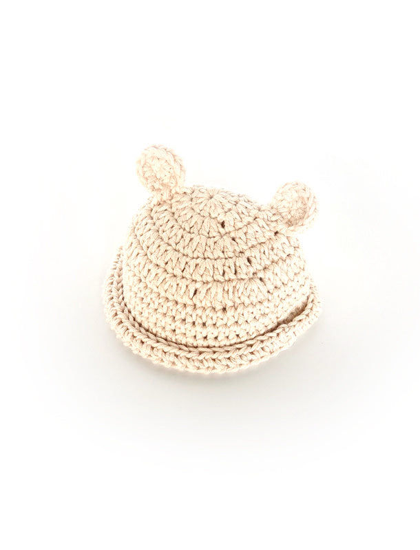 New Born Crochet CREAM Bear Hat - Limited Collection