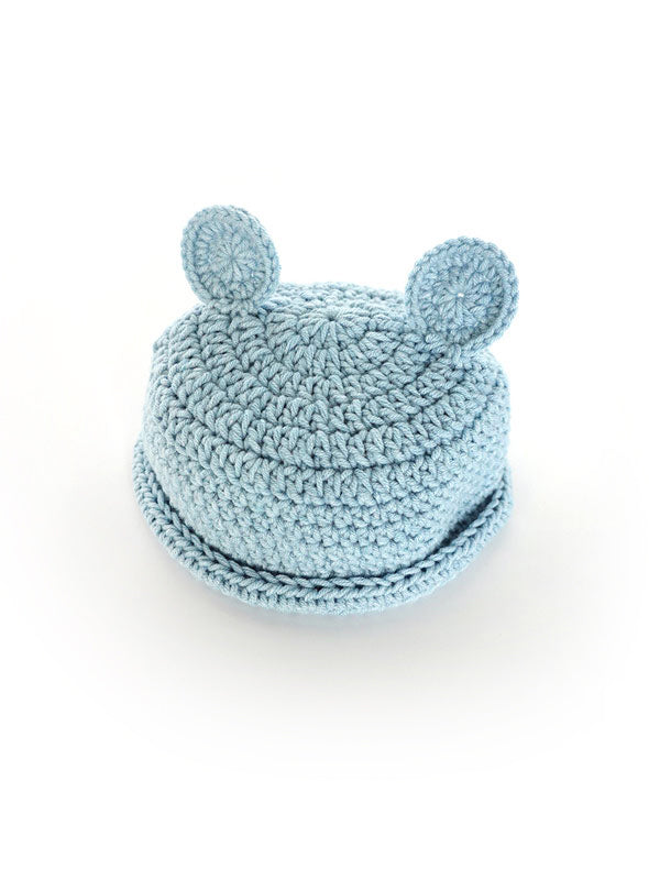 Baby Crochet BLUE Bear Hat - Limited Collection