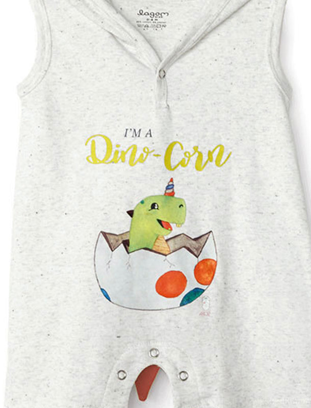 Dino Baby Sleeveless Hoodie Romper