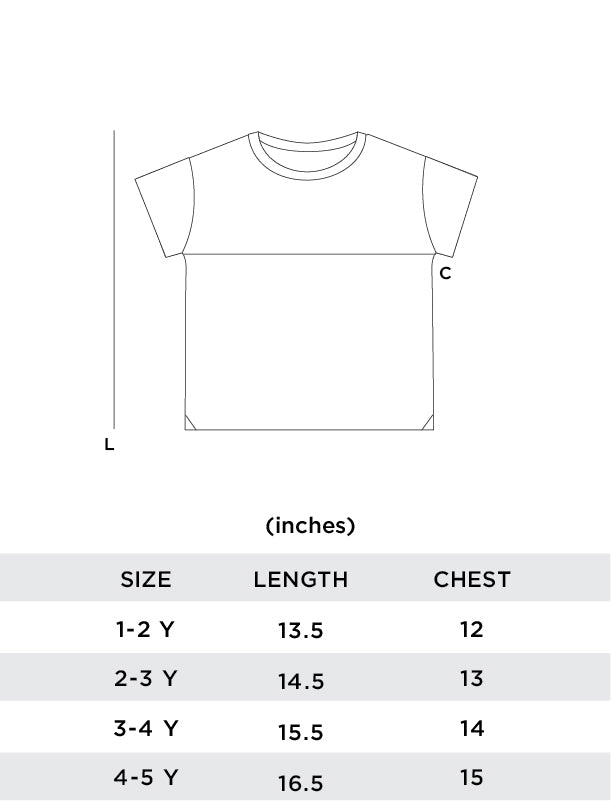 Kids shirts sizes