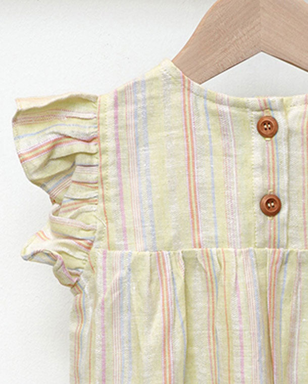Natur Cotton Linen Flutter Sleeves Girl Dress