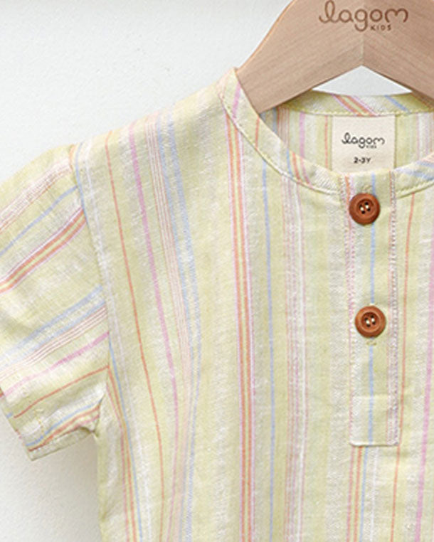 Natur Cotton Linen Short Sleeves Boy Shirt