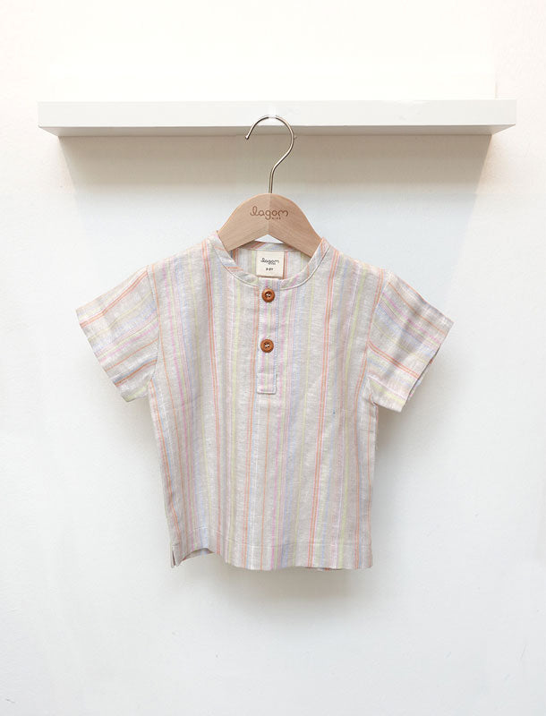 Natur Cotton Linen Short Sleeves Boy Shirt