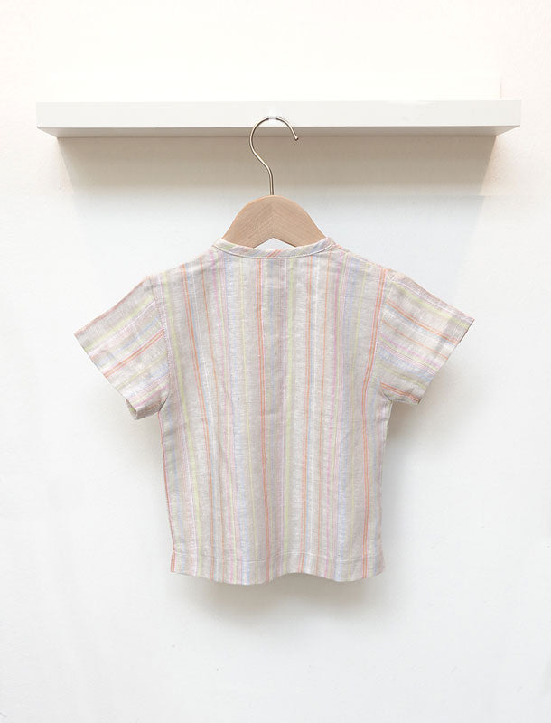 Natur Cotton Linen Short Sleeves Boy Shirt