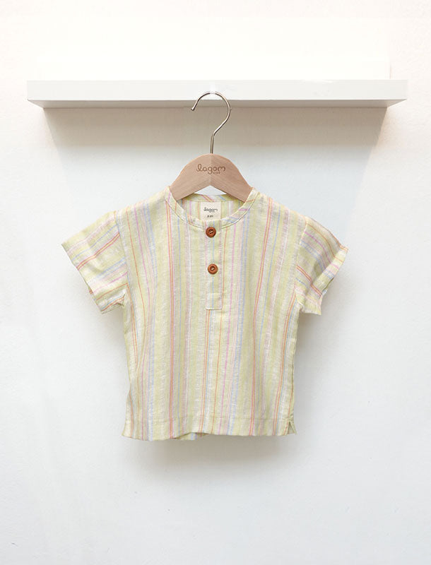 Natur Cotton Linen Short Sleeves Boy Shirt