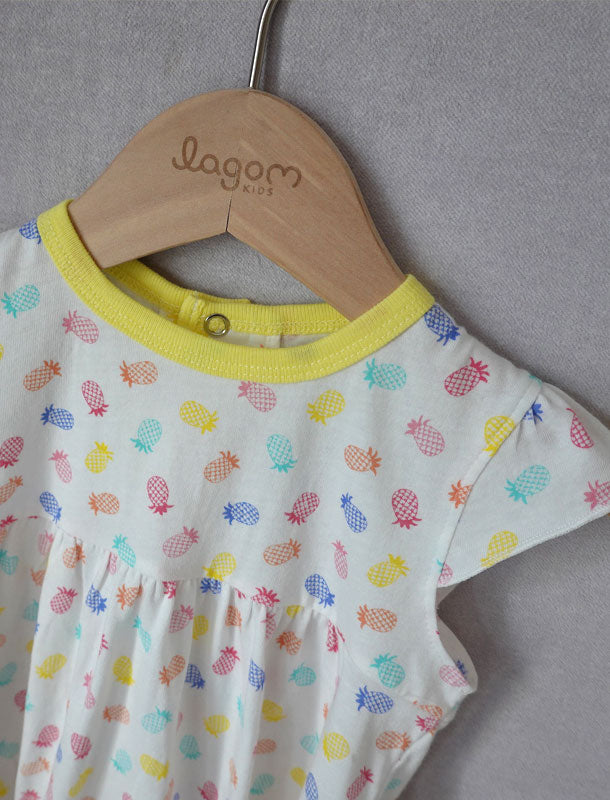 Cheerful Pineapple Frill Sleeves Baby Onesie