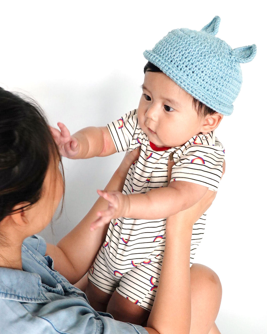 Baby Crochet BLUE Bear Hat - Limited Collection