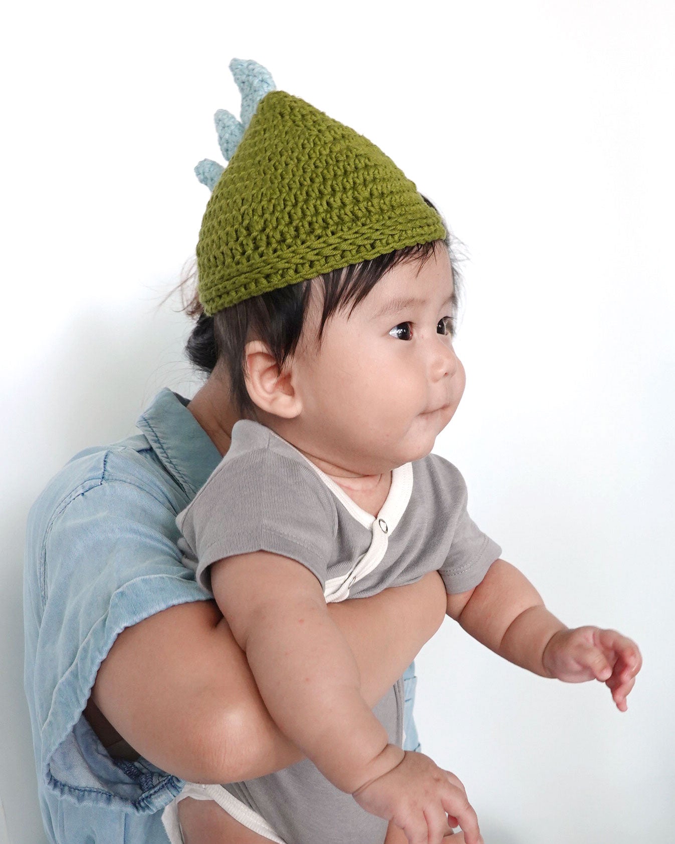 New Born Crochet Dino with BLUE SPIKES Hat - Limited Collection