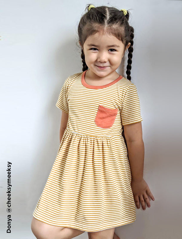 Marigold Short Sleeves Mid-Gathered Girl Dress