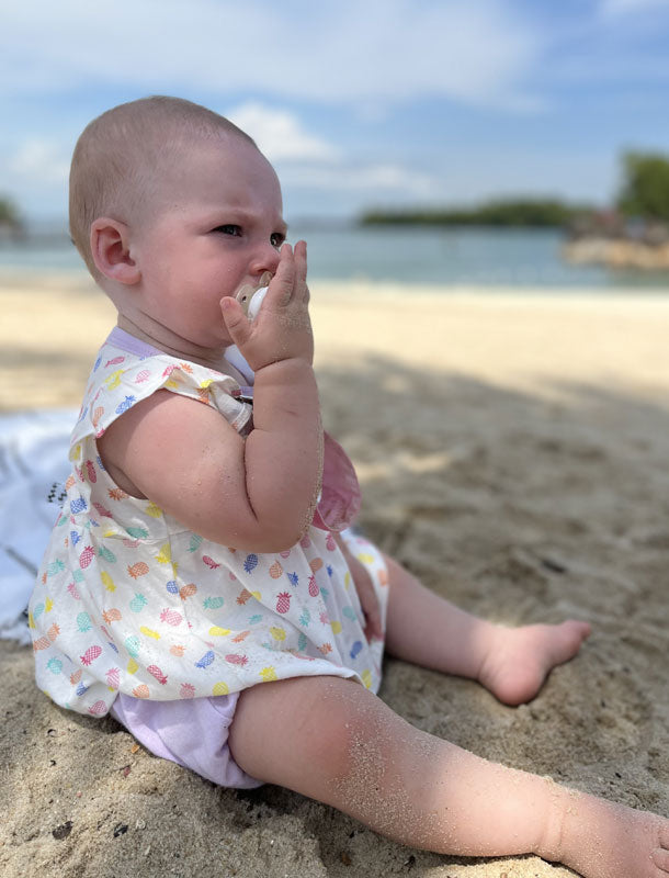 Cheerful Pineapple Frill Sleeves Baby Dress Set