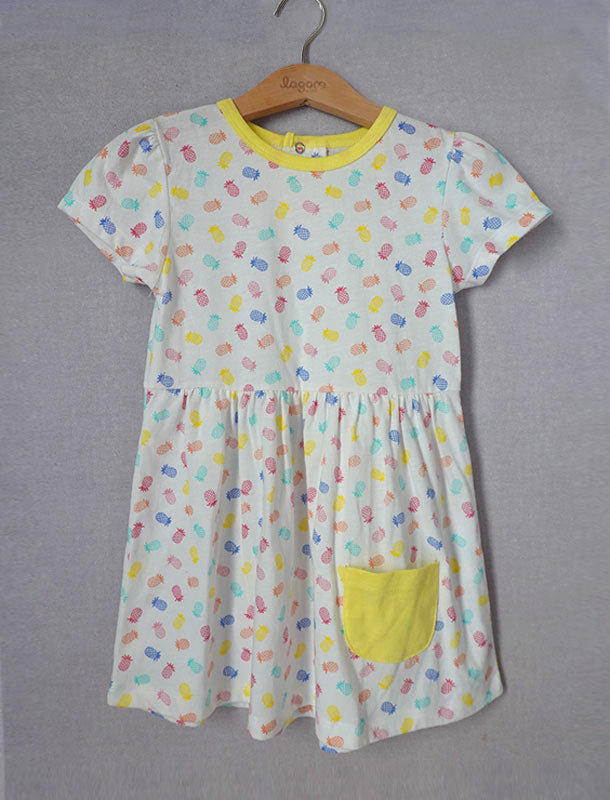 Cheerful Pineapple Short Sleeves Girl Dress