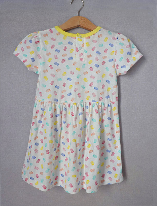 Cheerful Pineapple Short Sleeves Girl Dress