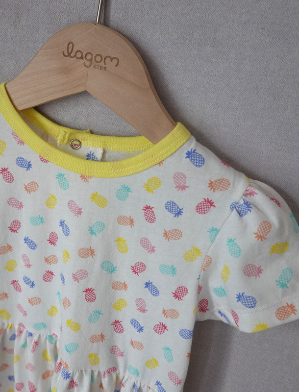 Cheerful Pineapple Short Sleeves Girl Dress