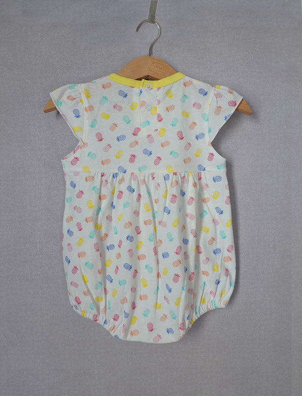 Cheerful Pineapple Frill Sleeves Baby Onesie