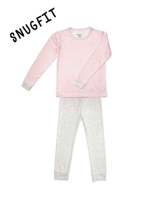 Stripy Pink and Beige Long Sleeves PJ Set
