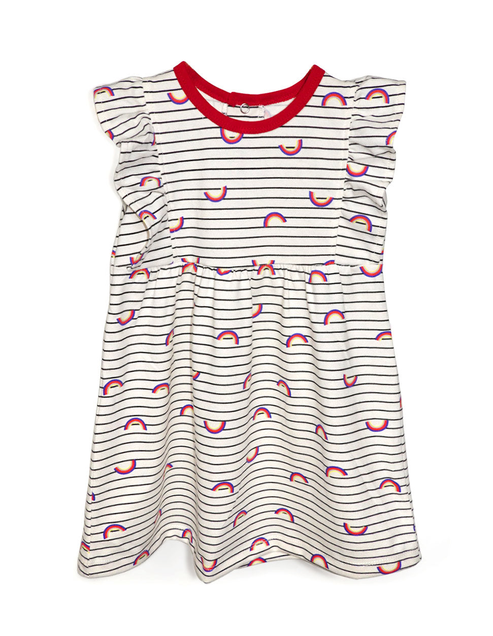 Rainbow Flutter Sleeves Girl Dress